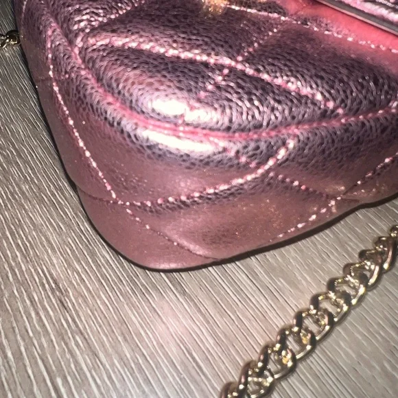 NWT Kate Spade Carey Crossbody Metallic Pink Quilted Leather Micro Chain - Picture 10 of 12